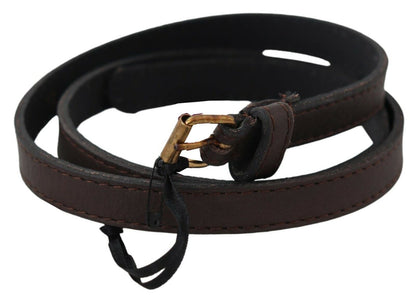 Ceinture mode en cuir marron Mila Schön avec boucle dorée