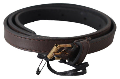 Ceinture mode en cuir marron Mila Schön avec boucle dorée