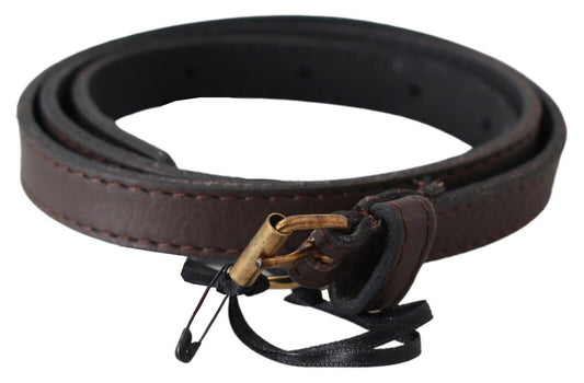 Ceinture mode en cuir marron Mila Schön avec boucle dorée