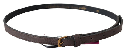 Ceinture mode en cuir marron Mila Schön avec boucle dorée