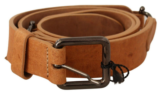 Ceinture de mode marron clair de costume national avec boucle noire