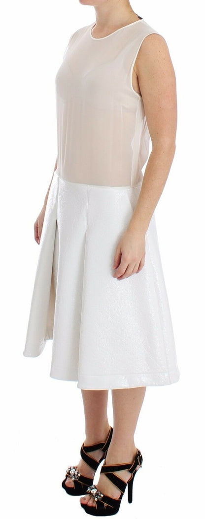 Robe débardeur blanche en soie et laine mélangées Koonhor