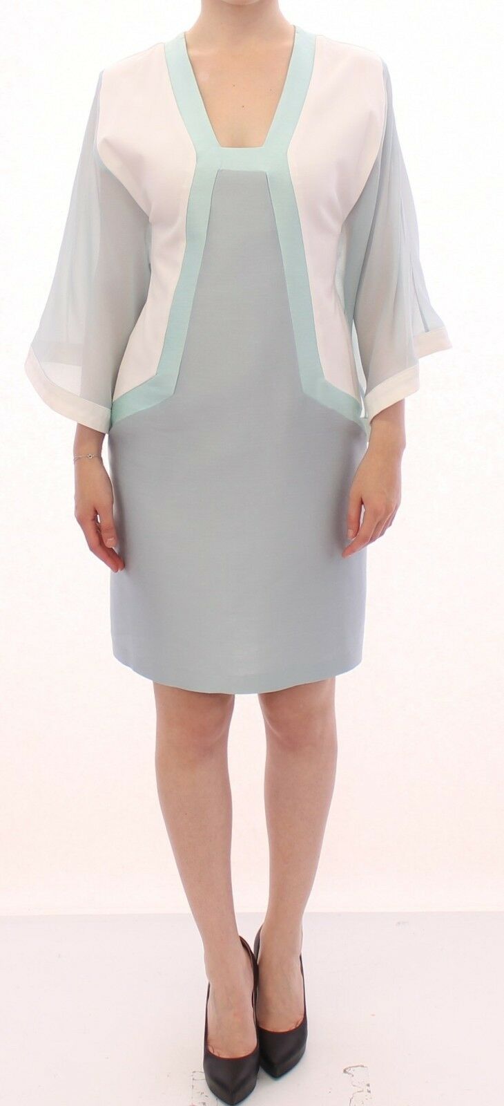 Robe fourreau en soie turquoise Sergei grinko