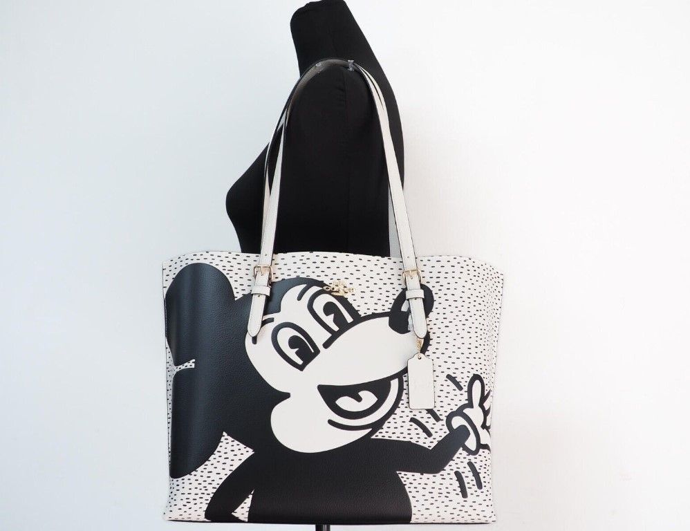 COACH (C6978) Mickey Mouse X Keith Haring Mollie Bolso grande de cuero al hombro