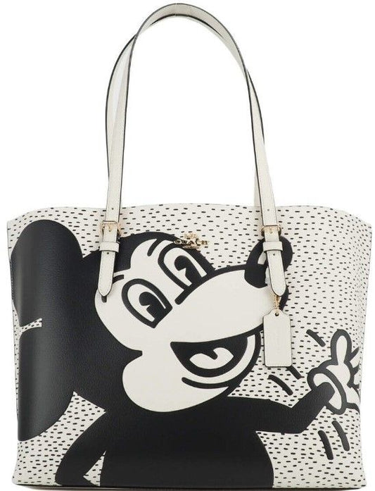 COACH (C6978) Mickey Mouse X Keith Haring Mollie Large Leather Shoulder Tote Bag