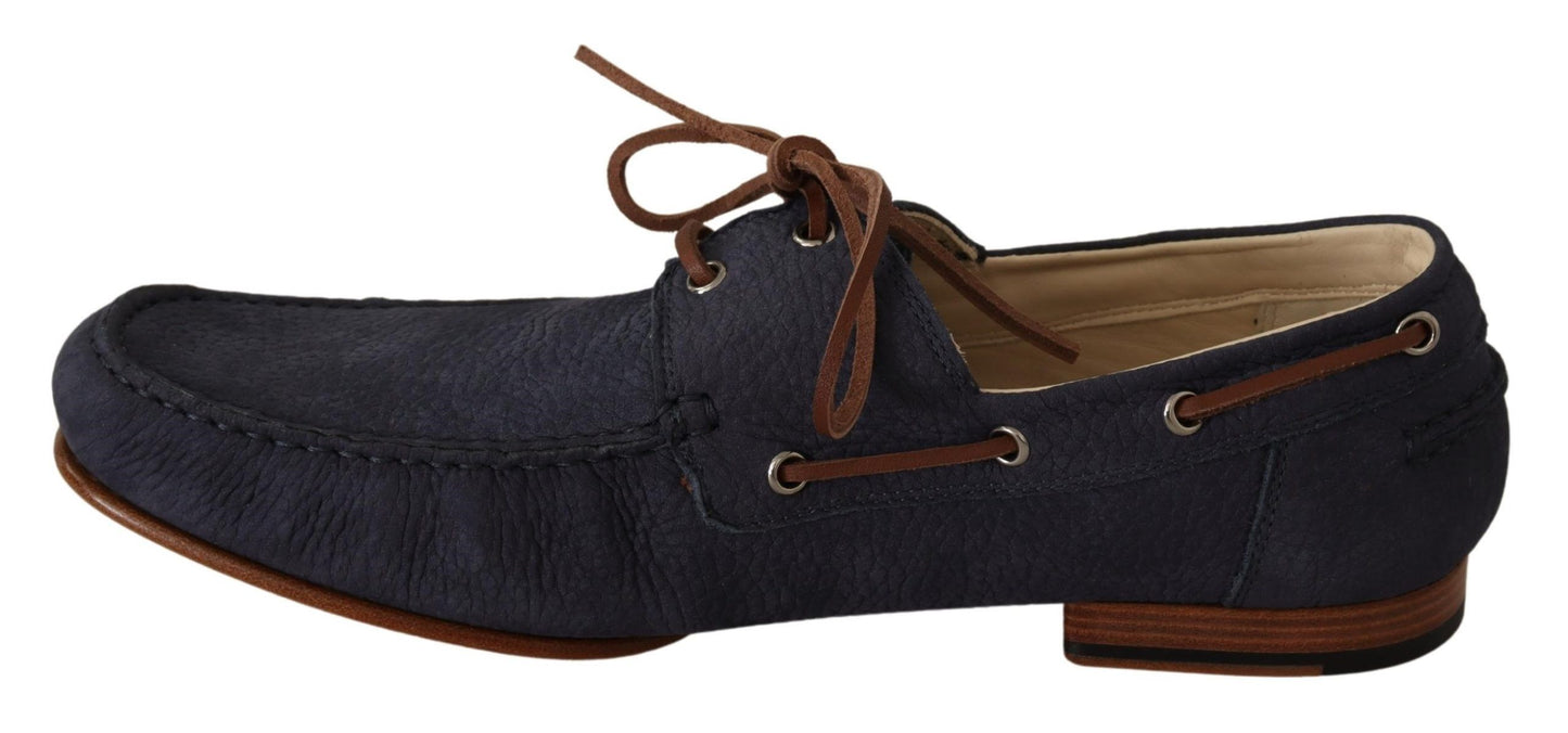 Dolce &amp; gabbana chaussures bateau en cuir bleu et marron