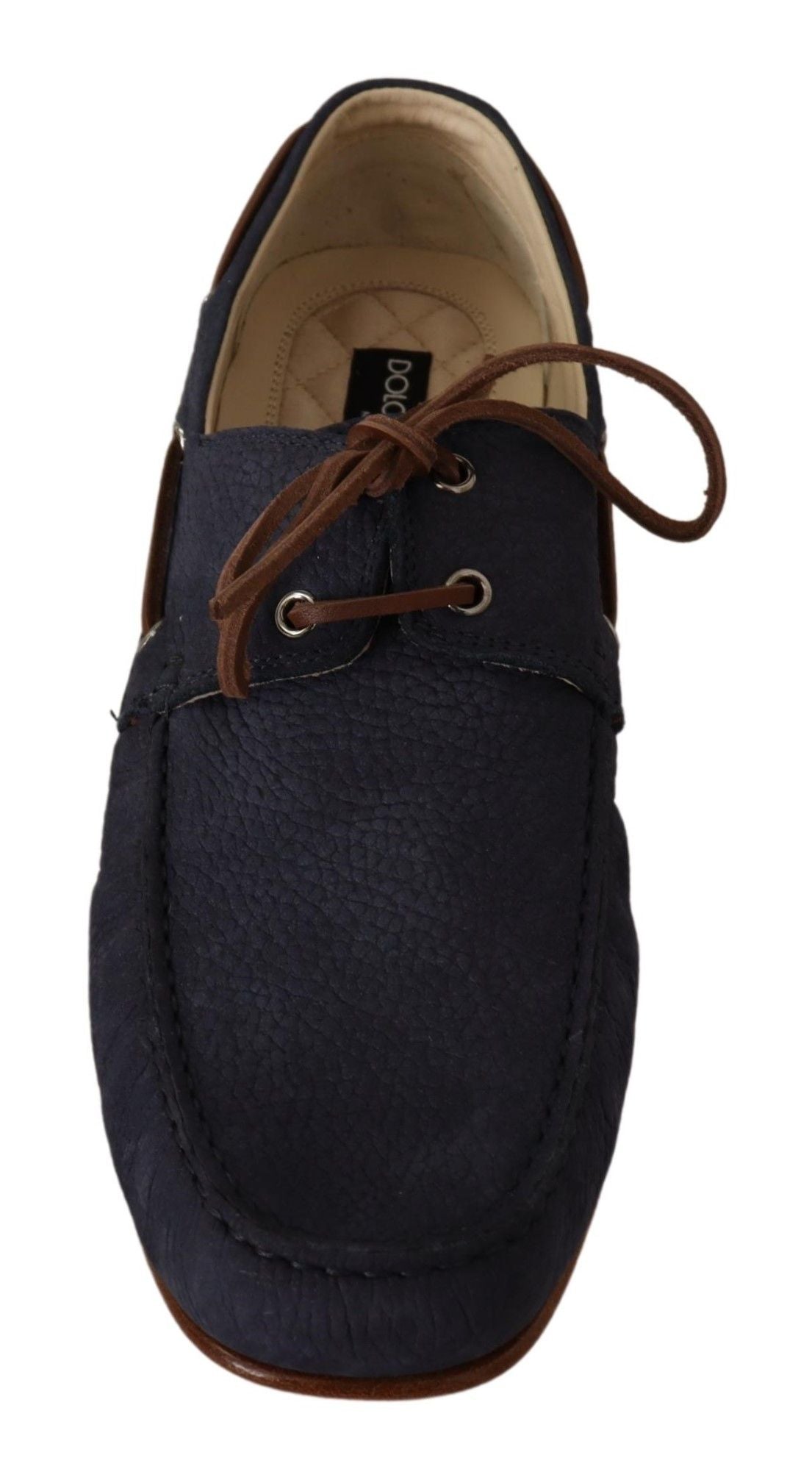 Dolce &amp; gabbana chaussures bateau en cuir bleu et marron