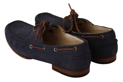 Dolce &amp; gabbana chaussures bateau en cuir bleu et marron