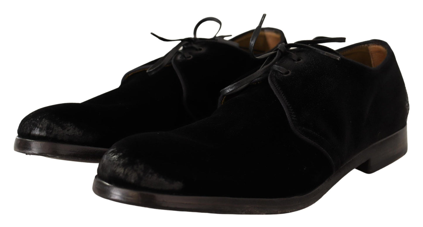 Chaussures derby en velours noir Dolce &amp; gabbana