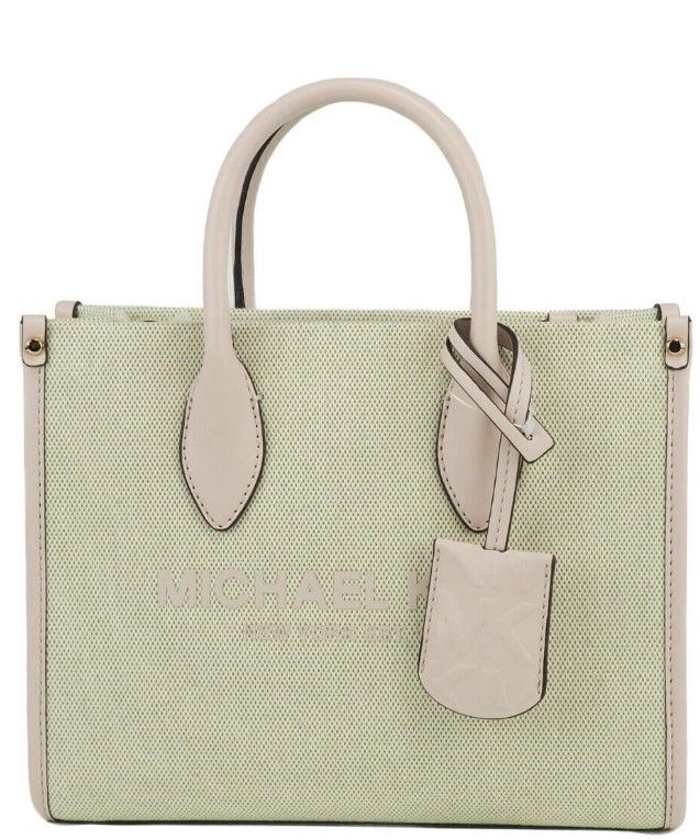 Michael Kors Mirella Bolso bandolera pequeño de lona color rubor en polvo