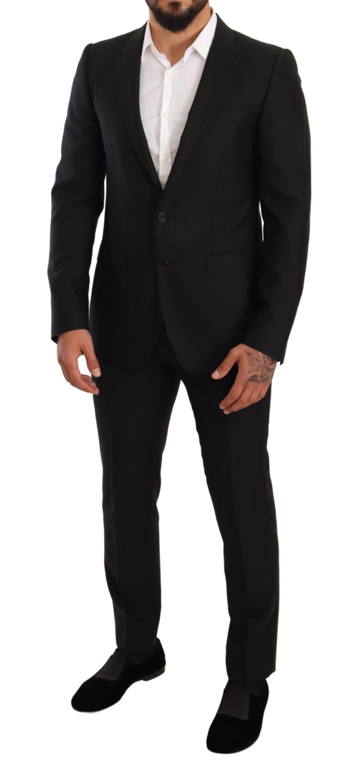 Dolce & Gabbana Sleek Black Virgin Wool Martini Suit