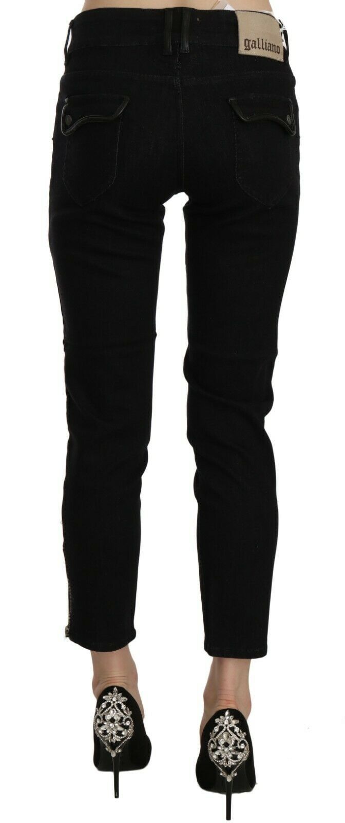 Jean court slim taille moyenne noir John Galliano