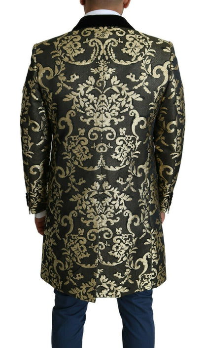 Manteau à double boutonnage en jacquard Sicilia noir doré Dolce &amp; gabbana