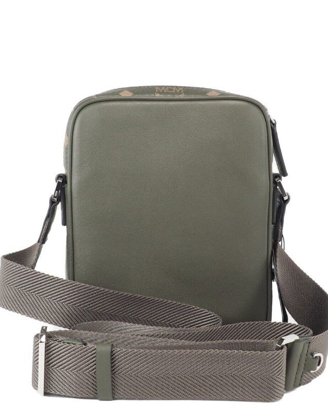 Mcm klassik mini tortue de mer visetos sac bandoulière multifonction en cuir mélangé vert