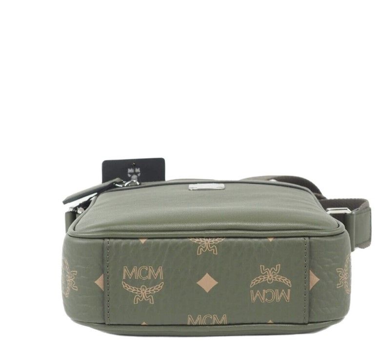 Mcm klassik mini tortue de mer visetos sac bandoulière multifonction en cuir mélangé vert