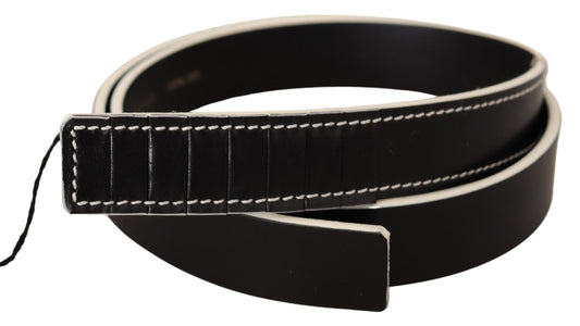 Costume national ceinture mode en cuir noir avec accents blancs