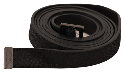 Costume national ceinture de mode en cuir noir avec boucle en métal