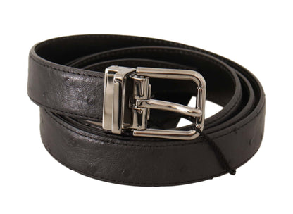 Ceinture en cuir noir Dolce &amp; gabbana avec boucle argentée