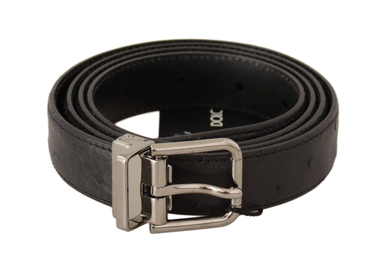 Ceinture en cuir noir Dolce &amp; gabbana avec boucle argentée