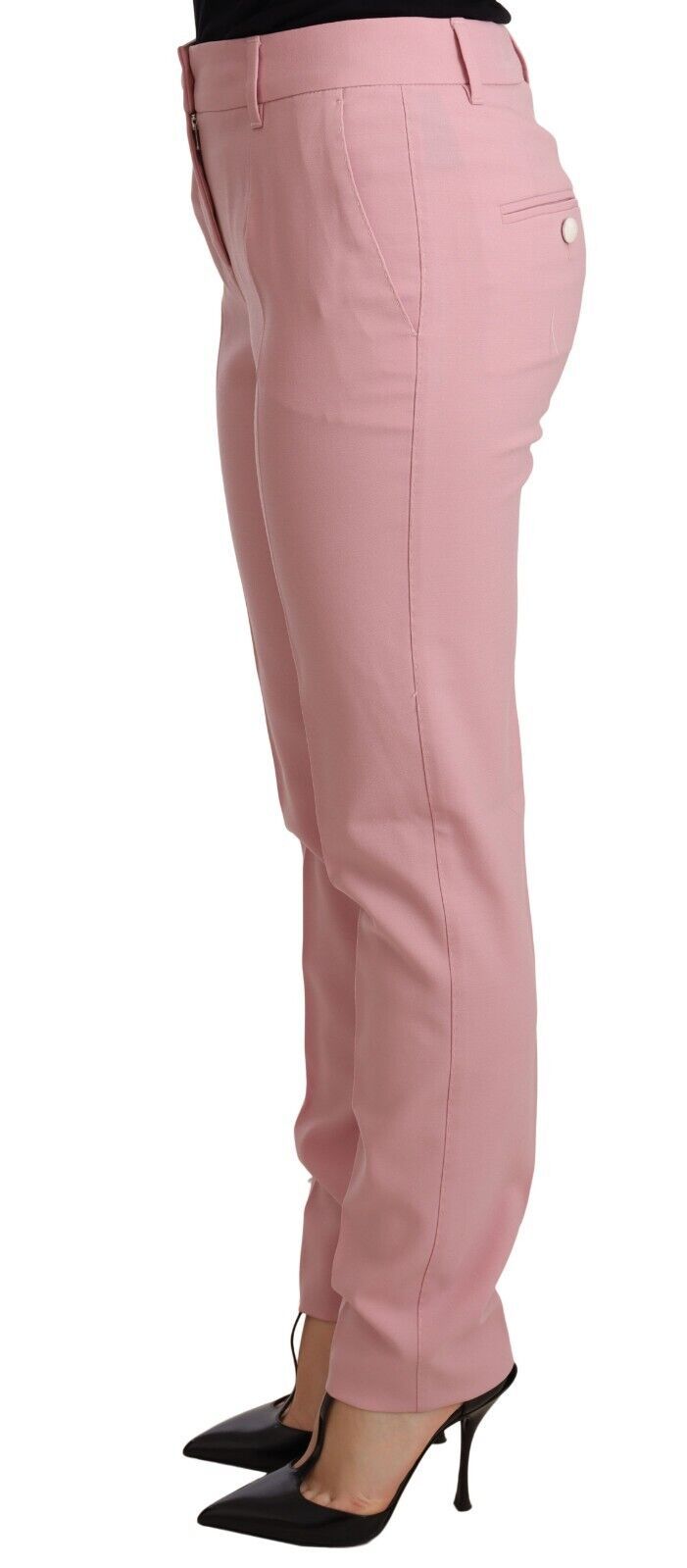 Pantalon fuselé en laine rose Dolce &amp; gabbana