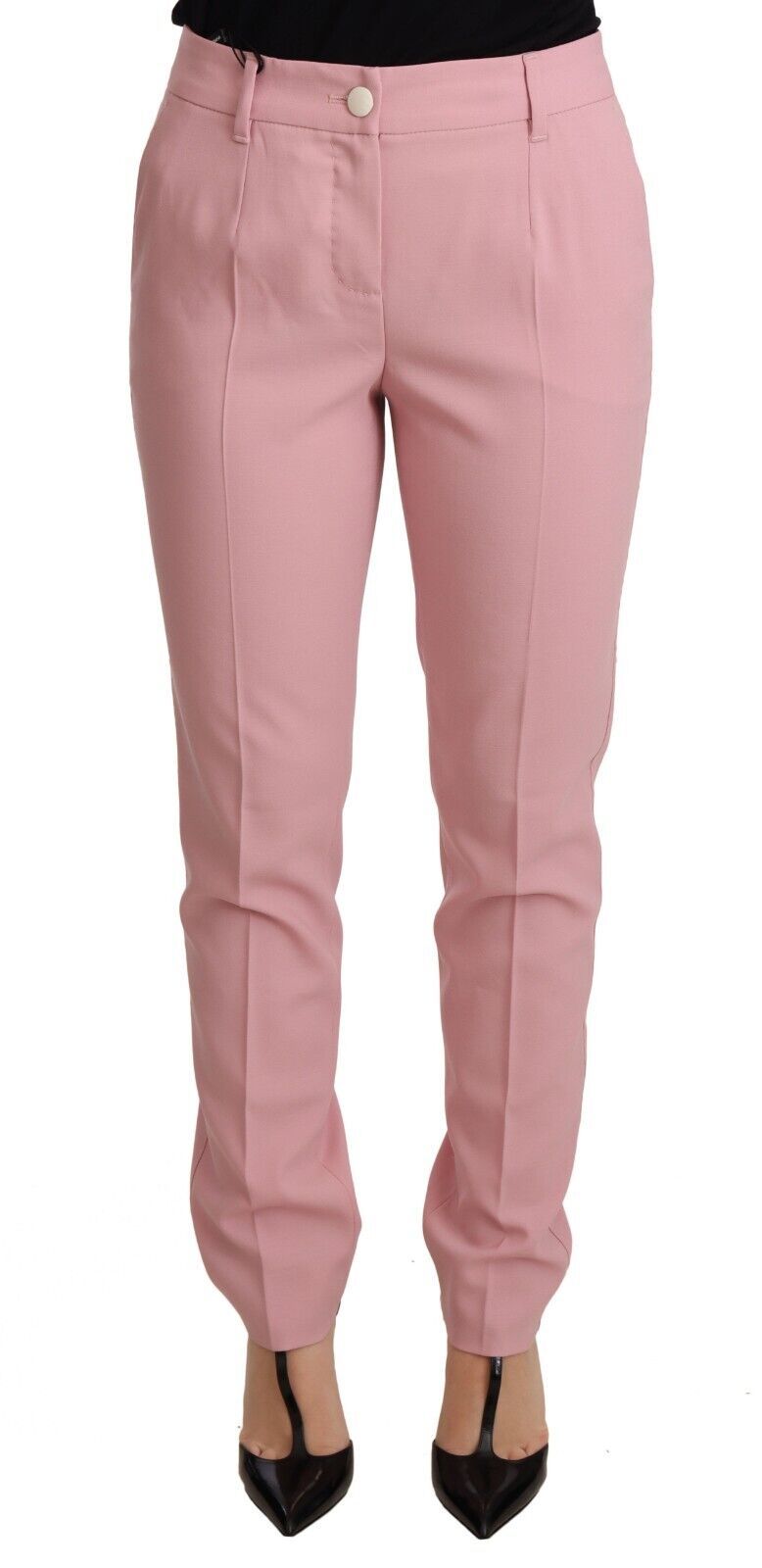 Pantalon fuselé en laine rose Dolce &amp; gabbana