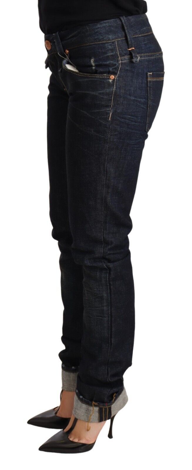 Jean skinny bleu foncé taille basse Acht