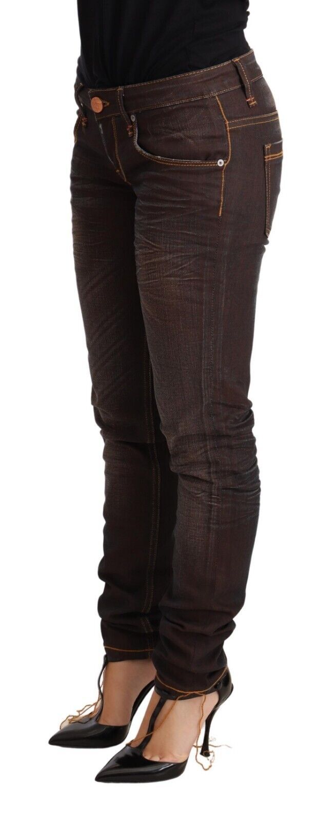 Jean skinny marron taille basse Acht