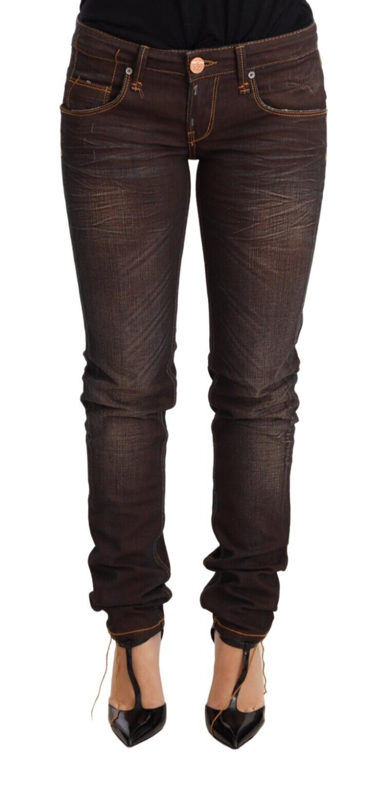 Jean skinny marron taille basse Acht