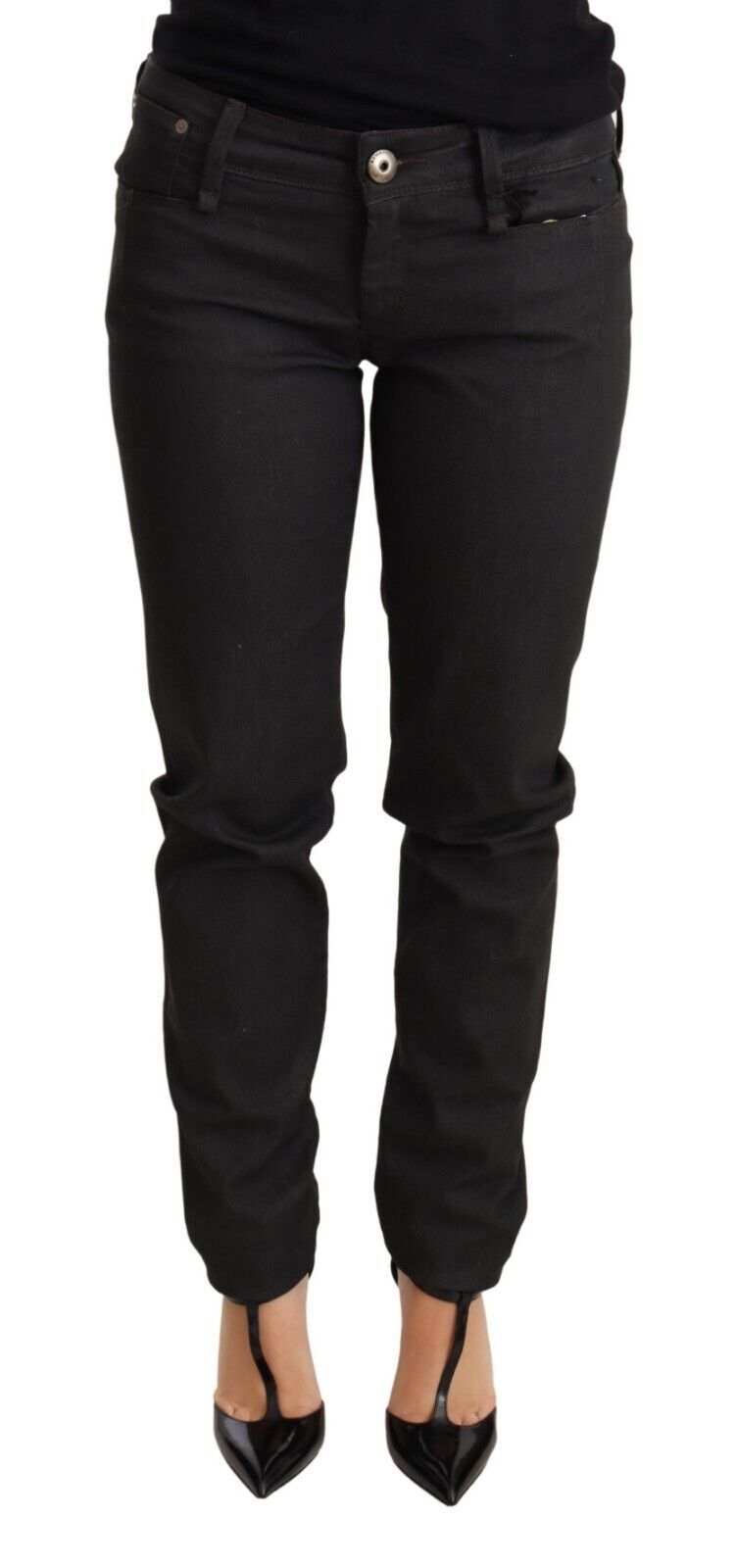 Ermanno Scervino Chic Black Low Waist Skinny Jeans