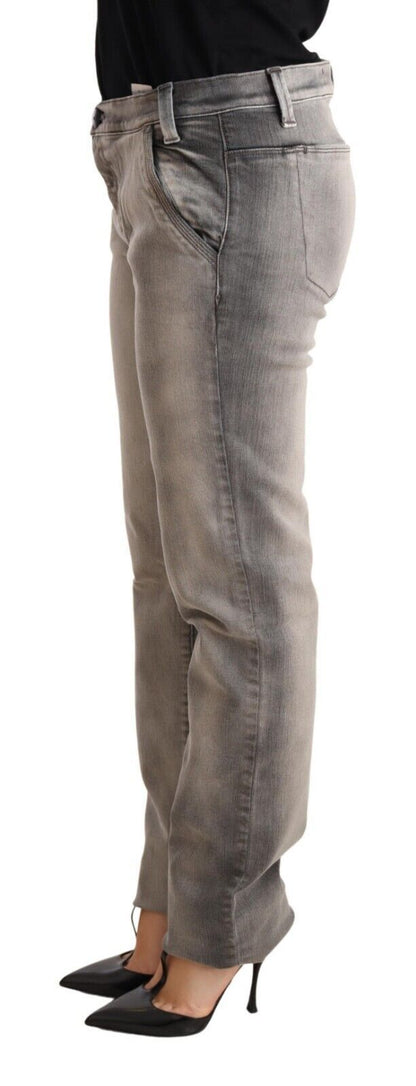 Ermanno scervino jean skinny taille basse délavé gris