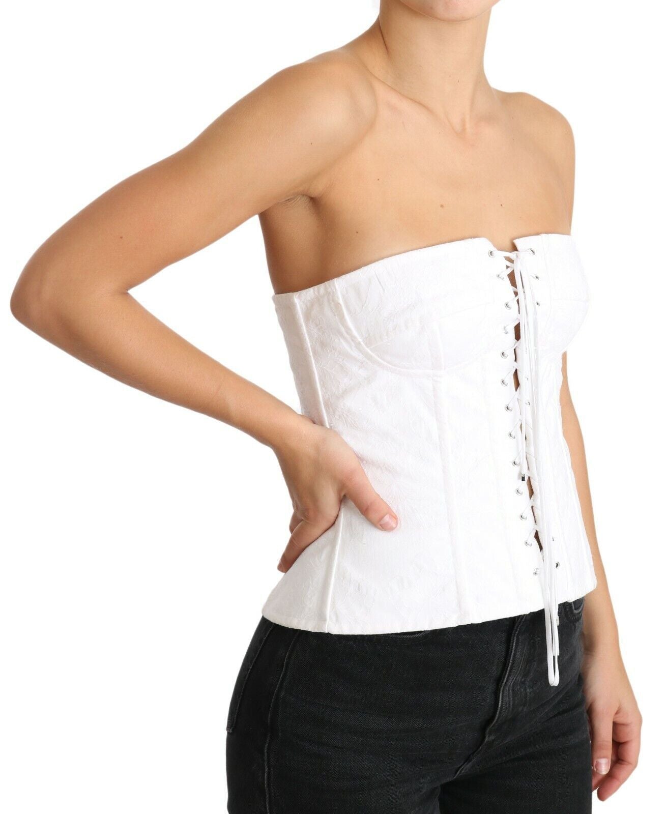 Haut corset sans bretelles blanc Dolce &amp; gabbana