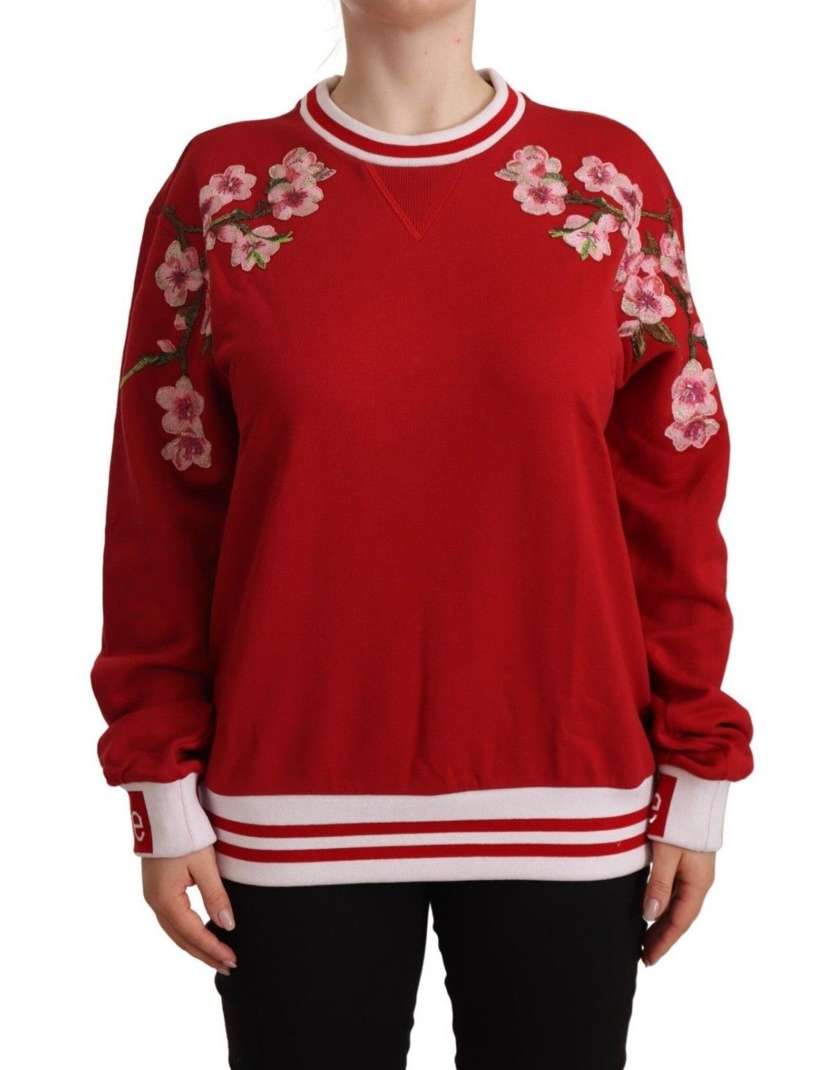 Pull ras du cou rouge Dolce &amp; gabbana à motif floral