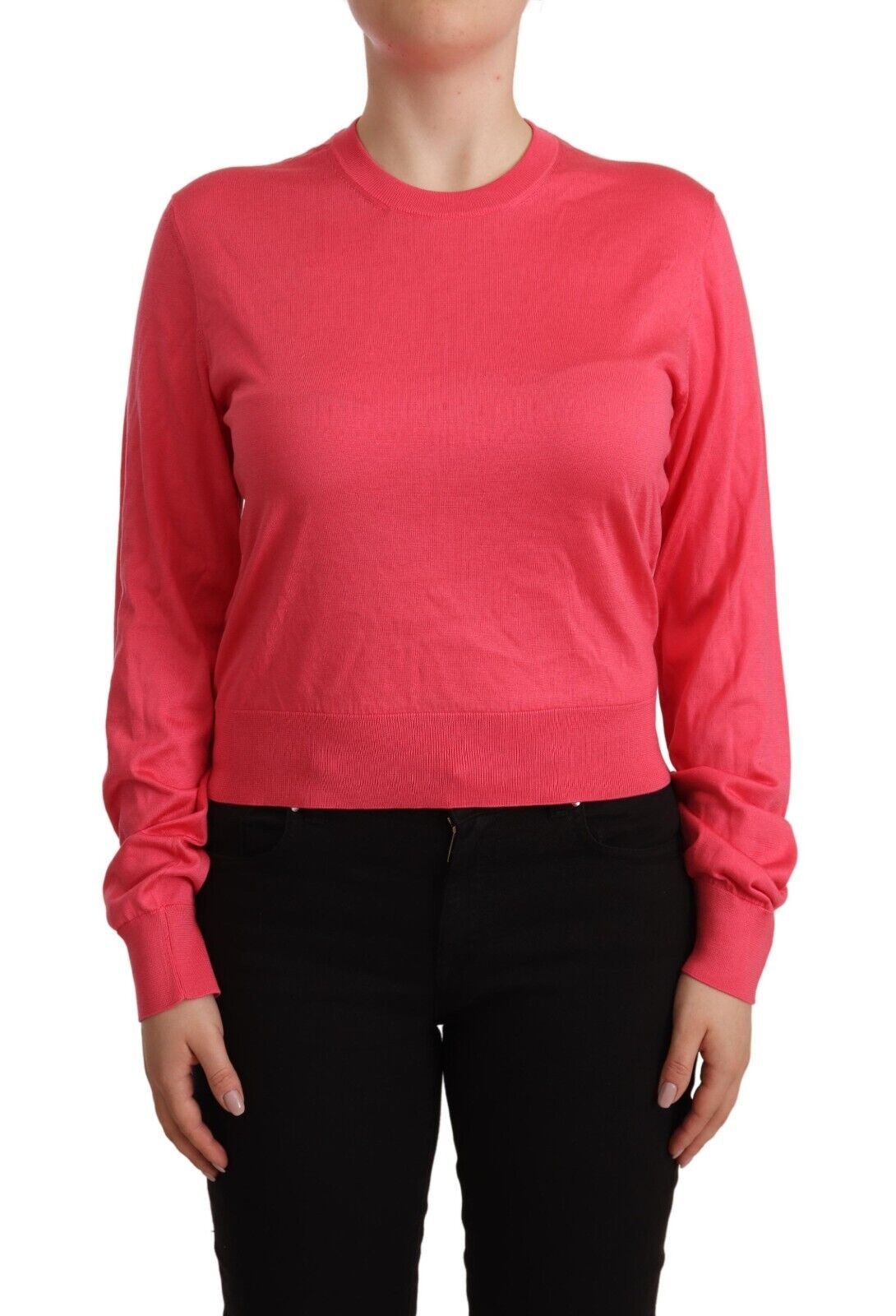 Pull ras du cou en soie rose Dolce &amp; gabbana