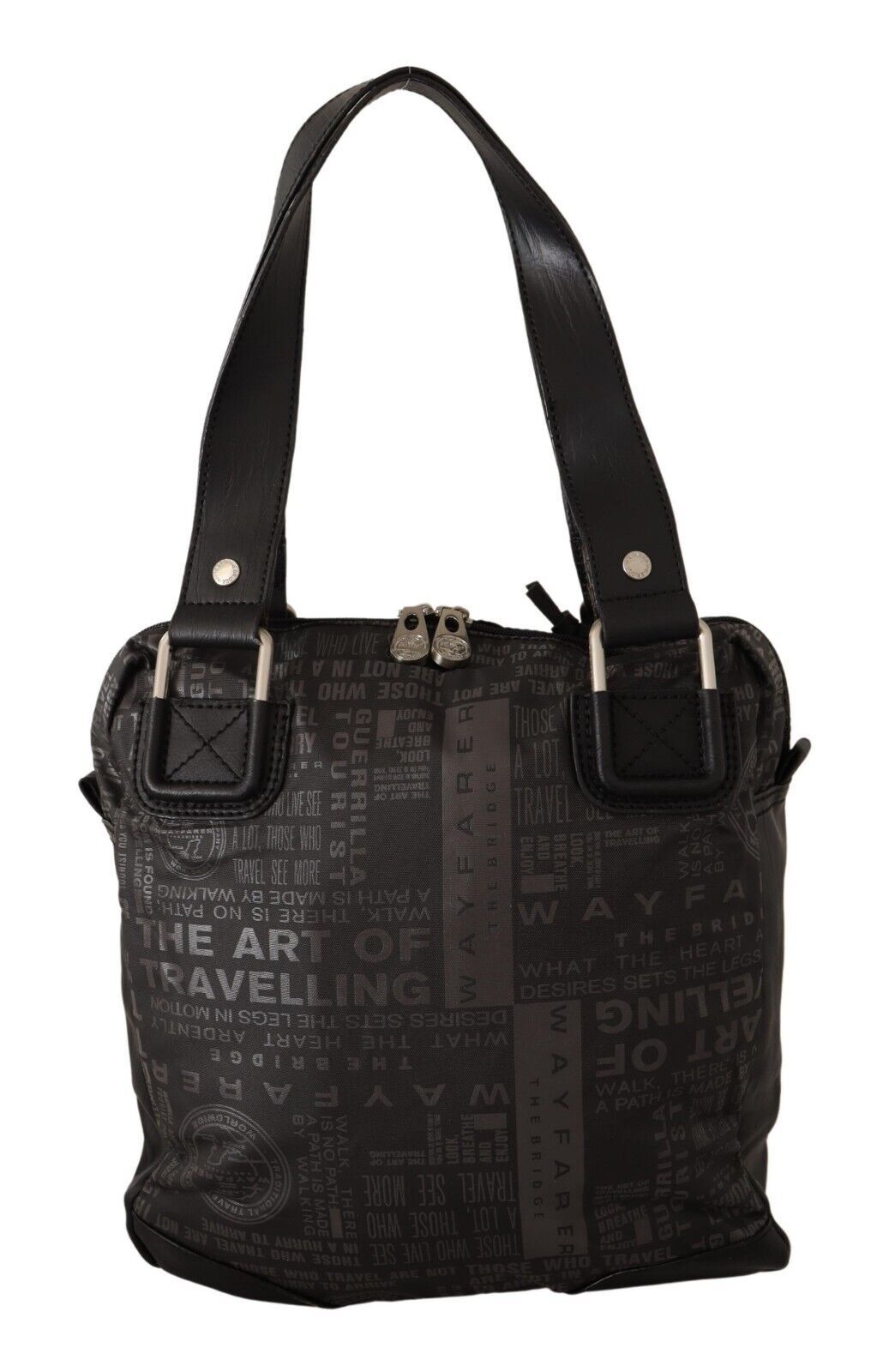 WAYFARER Chic bolso de hombro de tela negra y gris