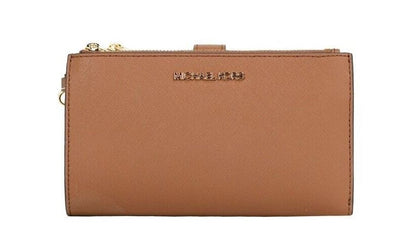 Michael kors jet set voyage bagages en cuir grand portefeuille à double fermeture éclair