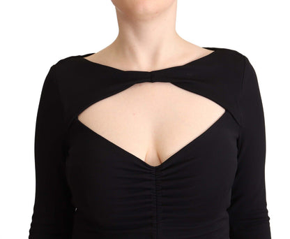 Robe longue en nylon stretch noir Pinko