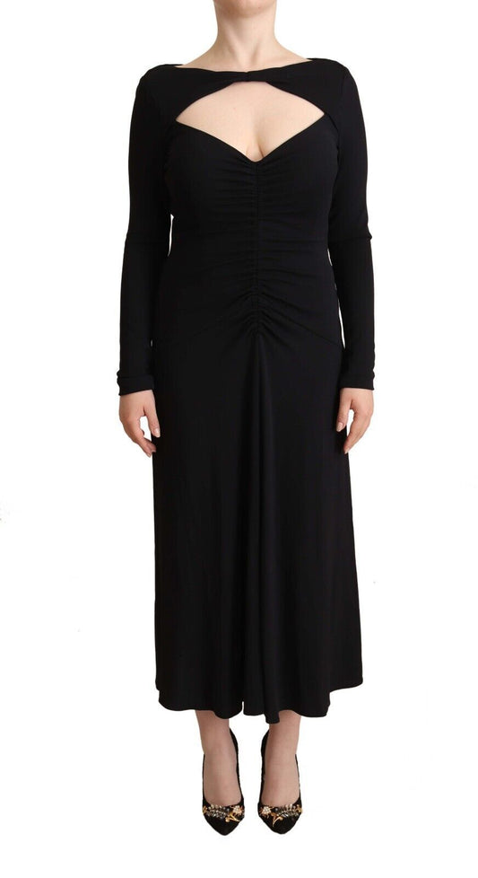 Robe longue en nylon stretch noir Pinko