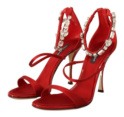 Sandales à talons ornées de cristaux rouges Dolce &amp; gabbana