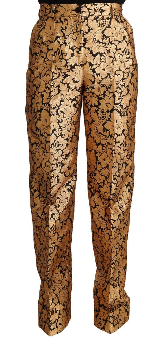 Dolce &amp; gabbana pantalon taille haute en jacquard fleuri