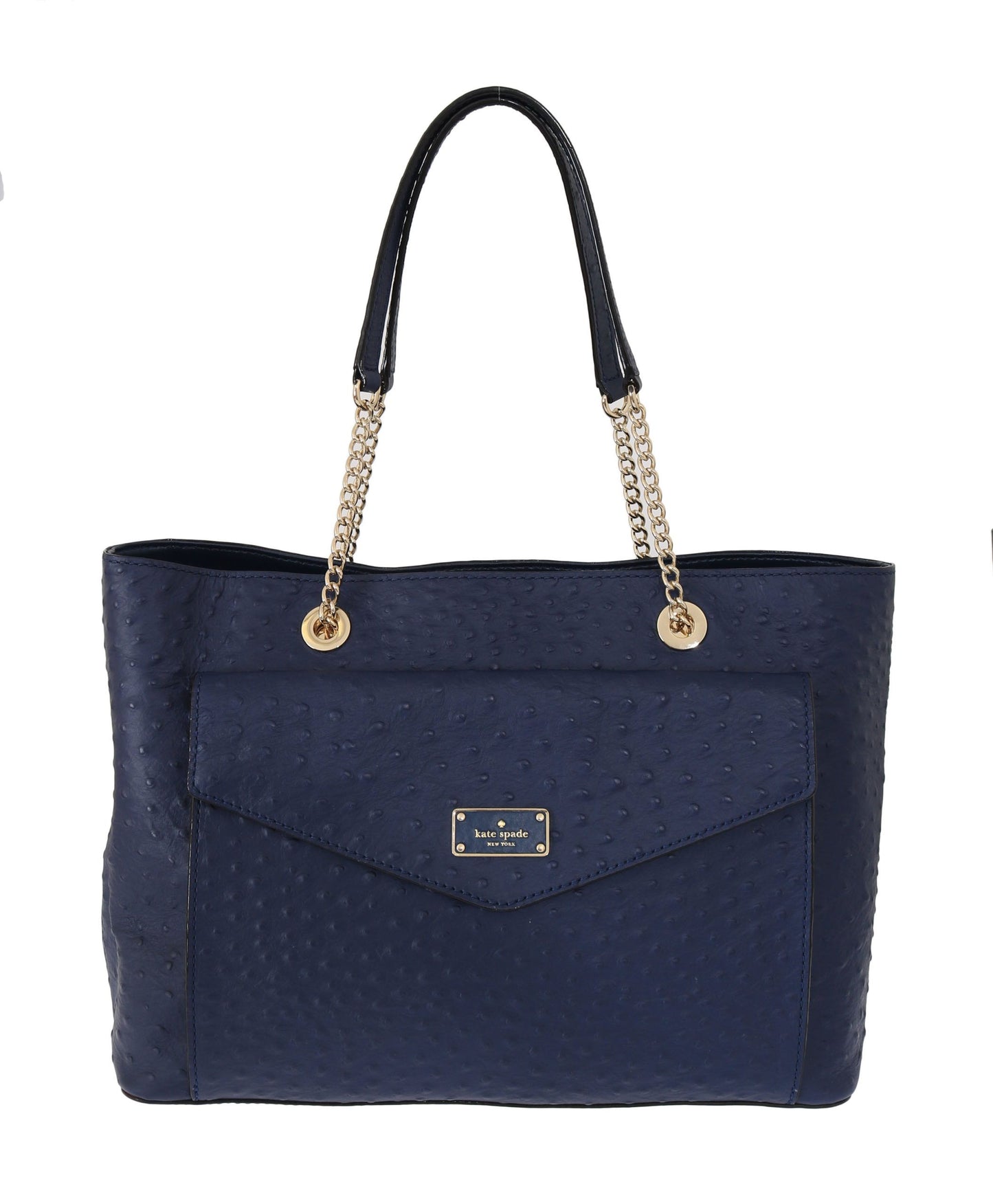 Kate Spade Elegante bolso de mano de piel de avestruz en azul