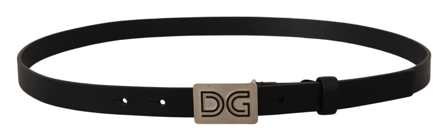 Ceinture en cuir noir Dolce &amp; gabbana avec boucle argentée