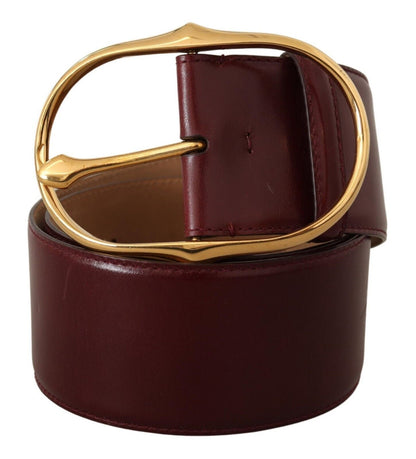 Ceinture en cuir marron Dolce &amp; gabbana avec boucle ovale dorée