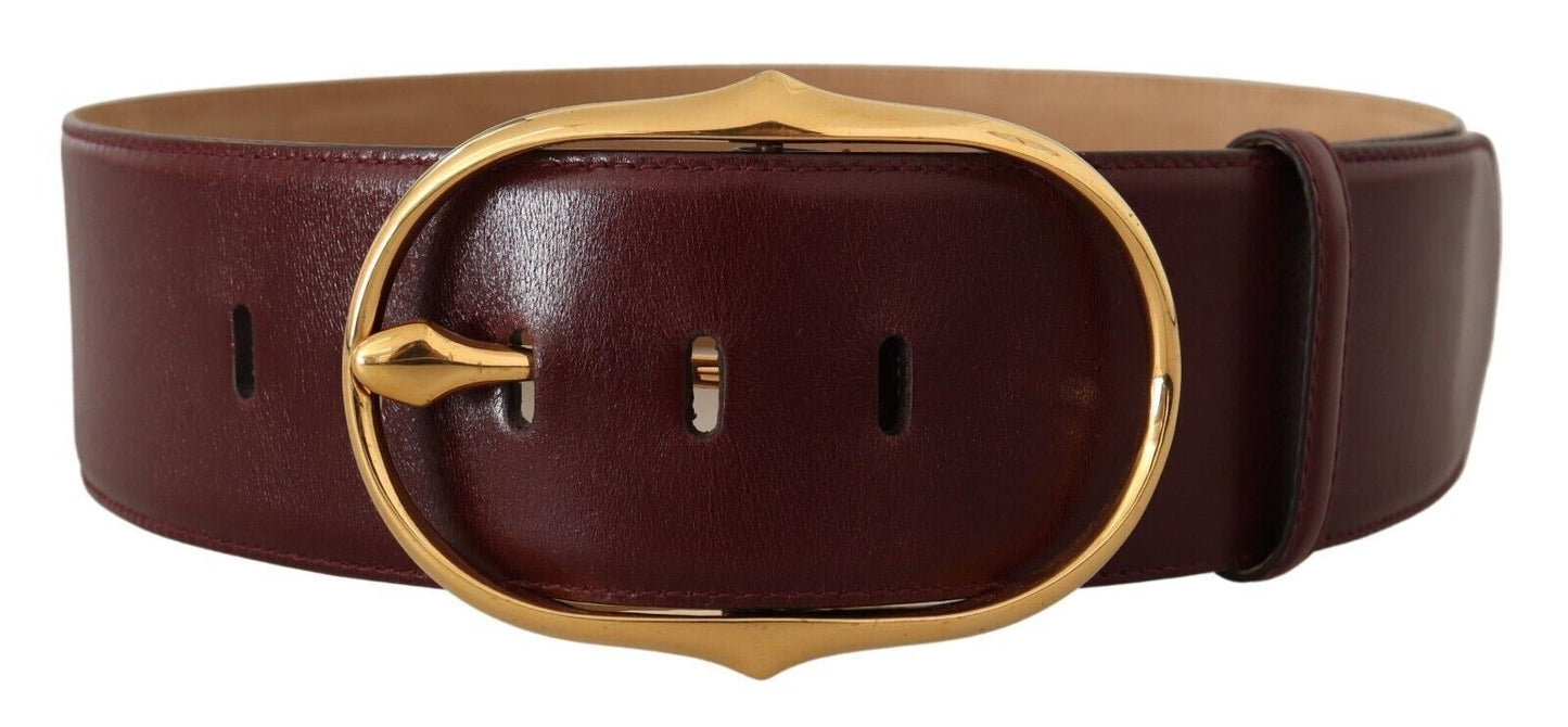 Ceinture en cuir marron Dolce &amp; gabbana avec boucle ovale dorée