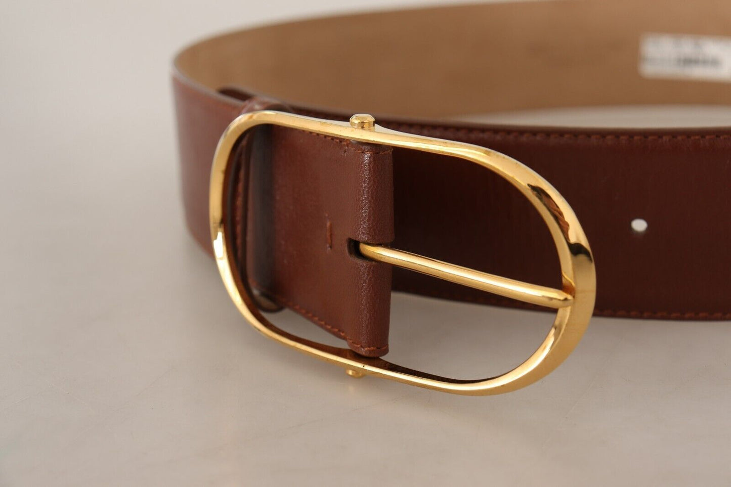 Ceinture en cuir marron Dolce &amp; gabbana avec boucle dorée