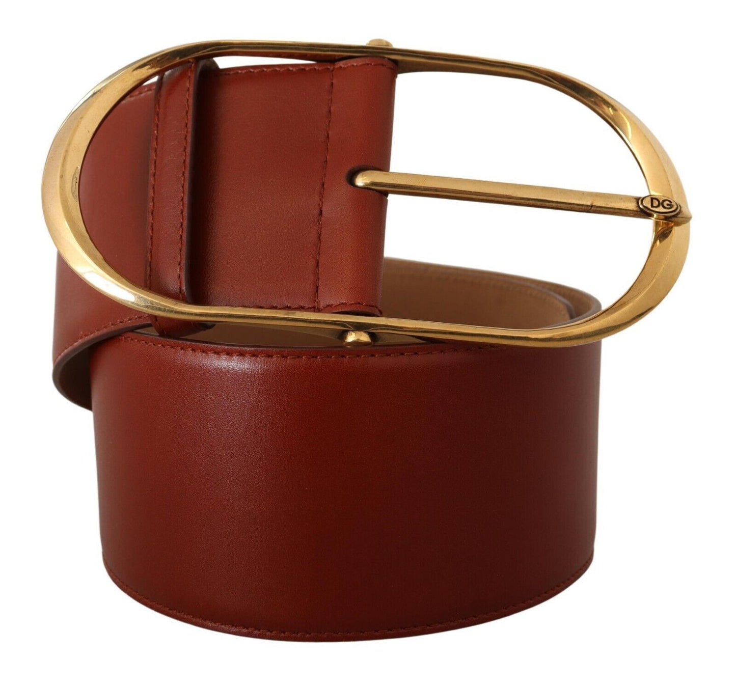 Ceinture en cuir marron Dolce &amp; gabbana avec accents dorés