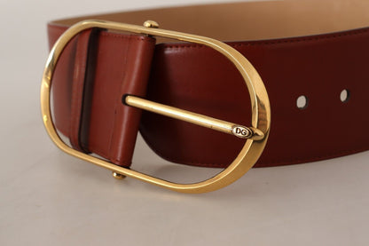 Ceinture en cuir marron Dolce &amp; gabbana avec accents dorés