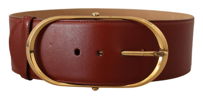 Ceinture en cuir marron Dolce &amp; gabbana avec accents dorés