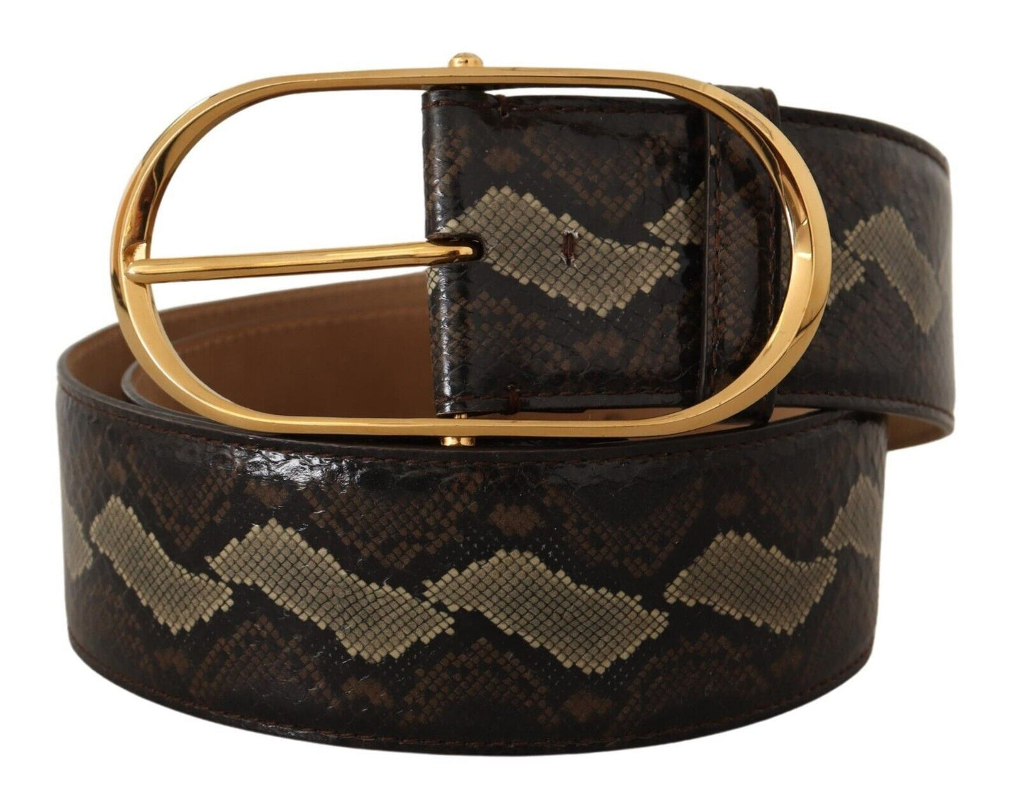 Ceinture en peau de serpent Dolce &amp; gabbana avec boucle ovale dorée