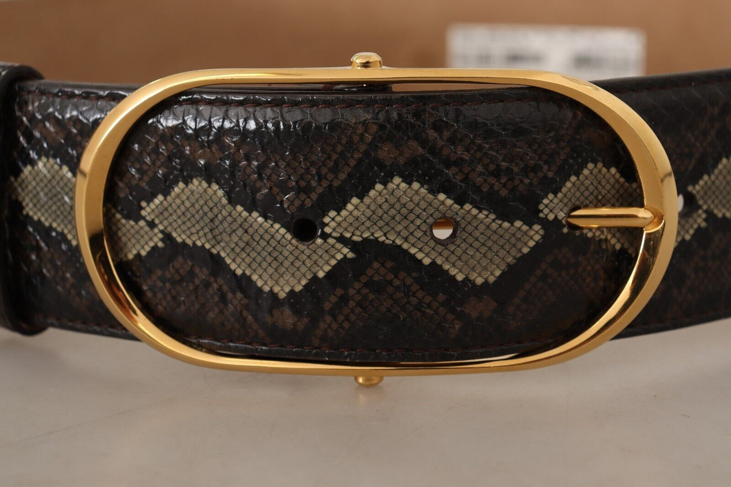 Ceinture en peau de serpent Dolce &amp; gabbana avec boucle ovale dorée