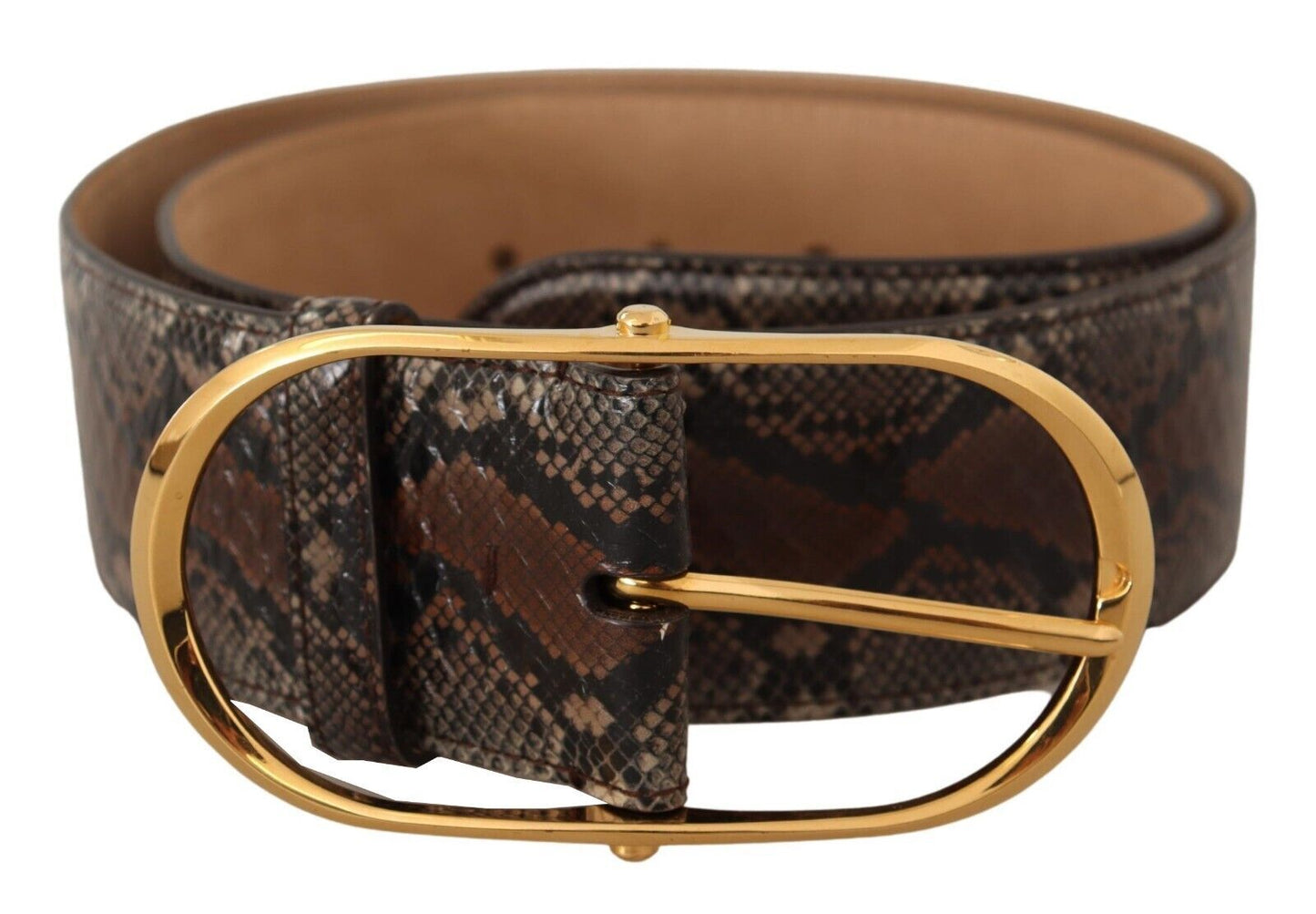 Ceinture en cuir marron Dolce &amp; gabbana avec boucle dorée